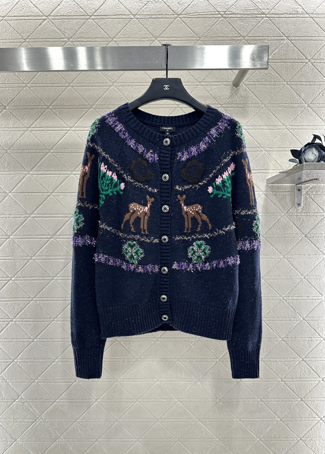 ♥Chane*♥2025新品上架 重工钩花圆领针织开衫25coco圣诞🧑‍🎄滑雪🎿系列#定制YB羊绒针织