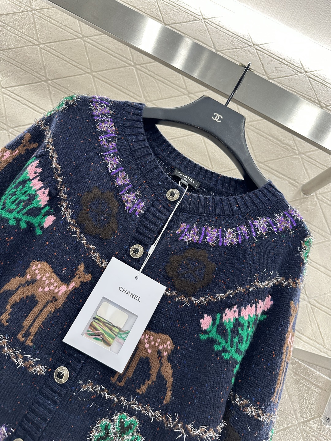 ♥Chane*♥2025新品上架 重工钩花圆领针织开衫25coco圣诞🧑‍🎄滑雪🎿系列#定制YB羊绒针织