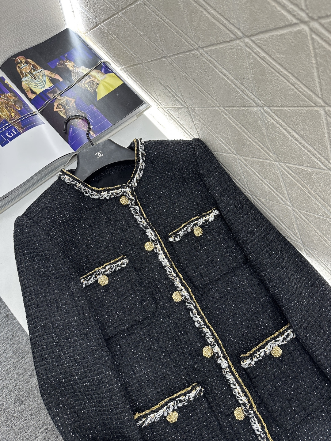 ♥Chane*♥2025新品上架 圆领捆边编织洋装长款外套定制YB进口粗纺羊毛呢材质，质感高级，品相十足