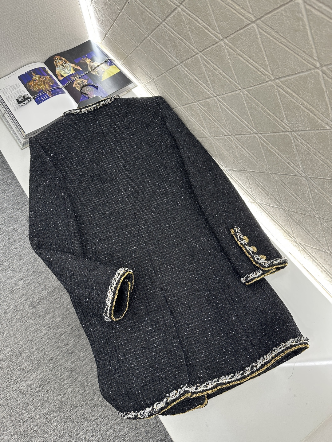 ♥Chane*♥2025新品上架 圆领捆边编织洋装长款外套定制YB进口粗纺羊毛呢材质，质感高级，品相十足