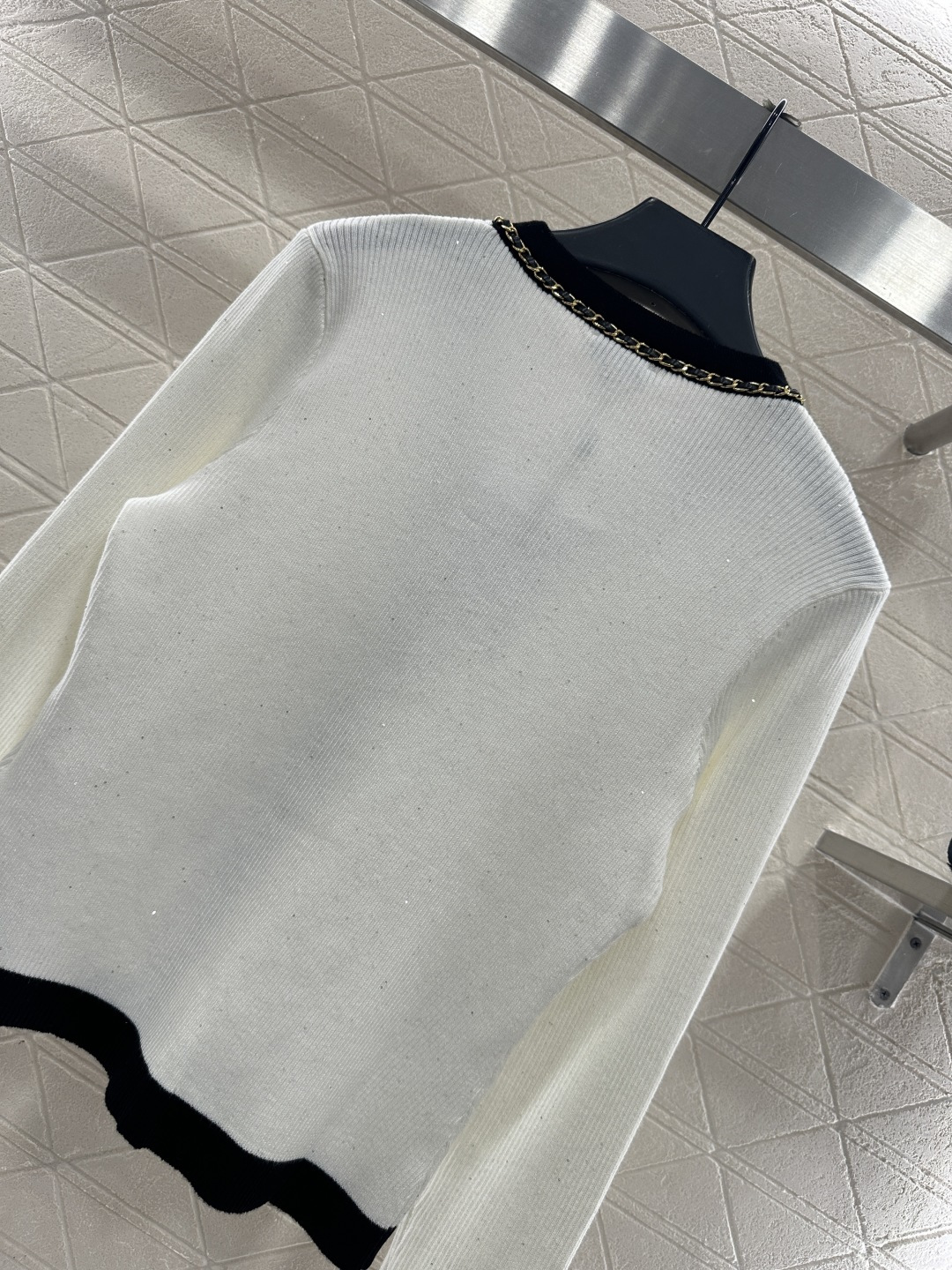 ♥Chane*♥2025新品上架 黑白蝴蝶结针织开衫定制YB羊毛纱线织造，质感光泽，柔软亲肤，V领针织开