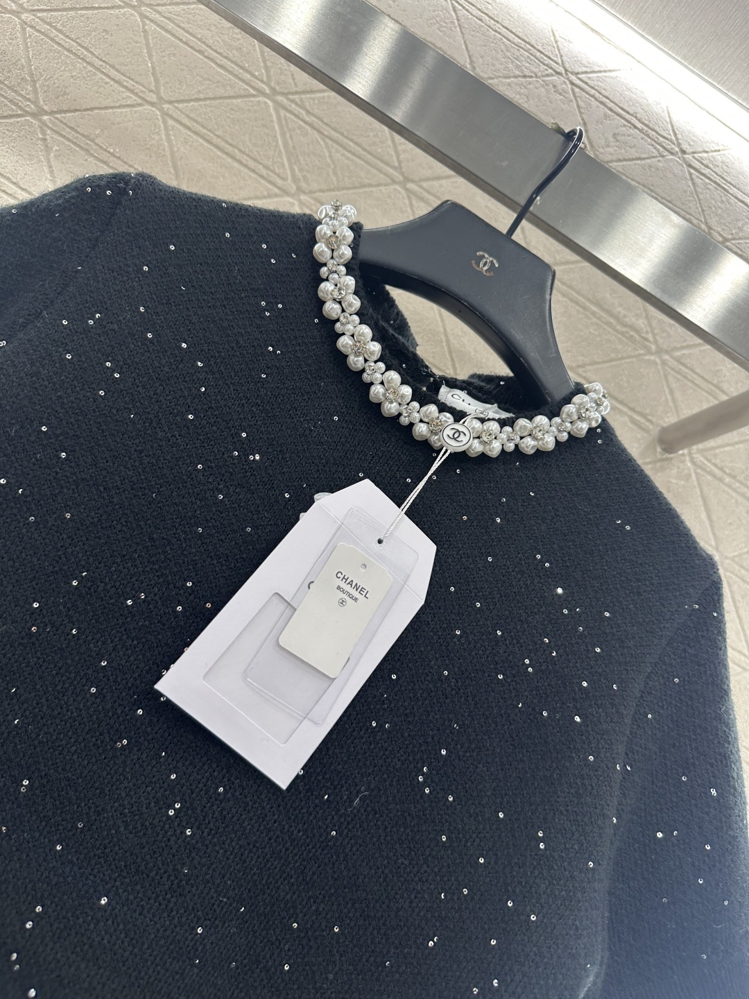 ♥Chane*♥2025新品上架 珍珠环脖针织连衣裙定制YB羊毛纱线织造，质感高级，舒适柔软，圆领针织裙