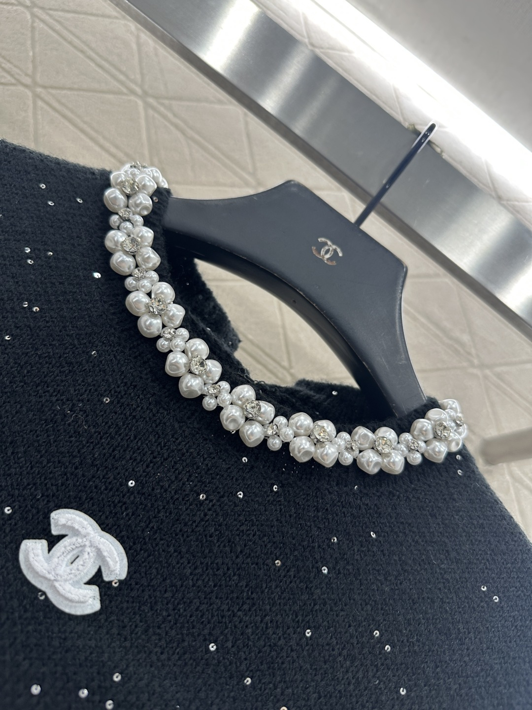 ♥Chane*♥2025新品上架 珍珠环脖针织连衣裙定制YB羊毛纱线织造，质感高级，舒适柔软，圆领针织裙