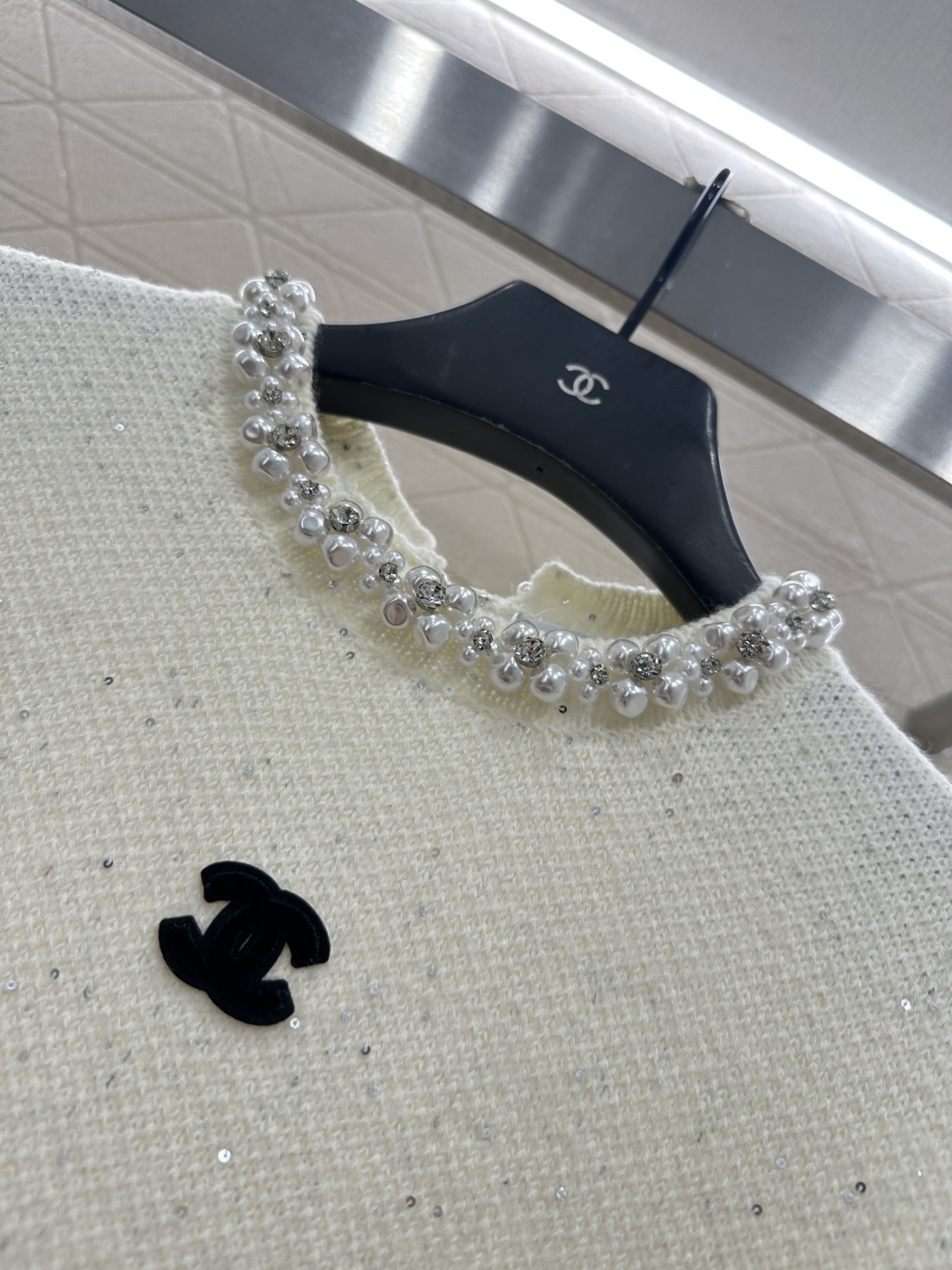 ♥Chane*♥2025新品上架 珍珠环脖针织连衣裙定制YB羊毛纱线织造，质感高级，舒适柔软，圆领针织裙