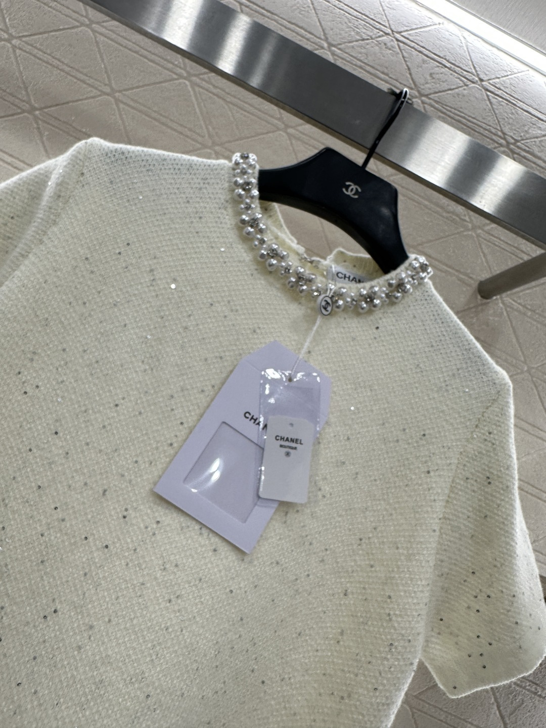 ♥Chane*♥2025新品上架 珍珠环脖针织连衣裙定制YB羊毛纱线织造，质感高级，舒适柔软，圆领针织裙