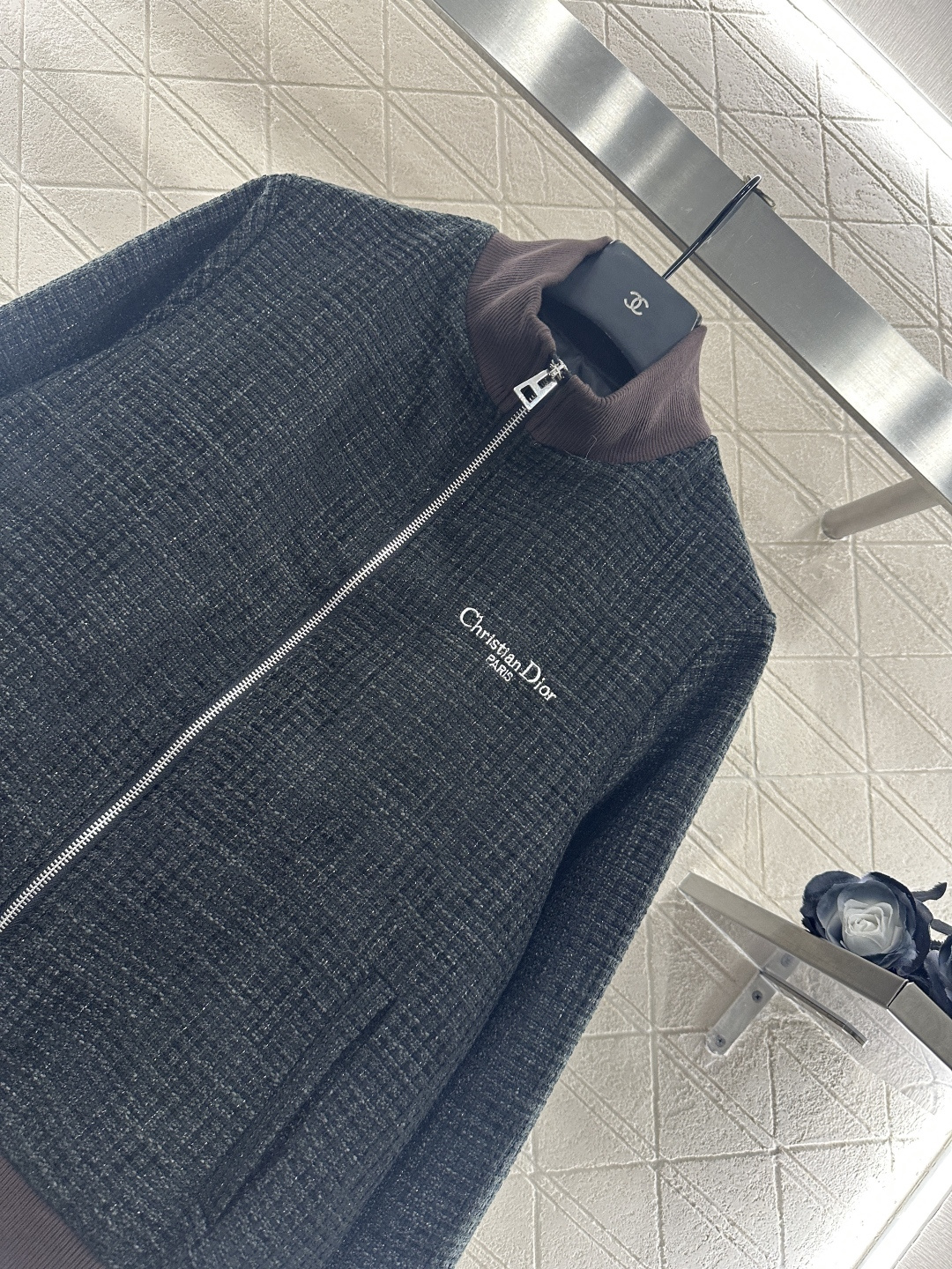 ♥Dio*♥2025新品上架 编织毛呢夹克外套定制YB进口粗花呢材质，肌理明显，质感舒适，夹克外套剪裁，