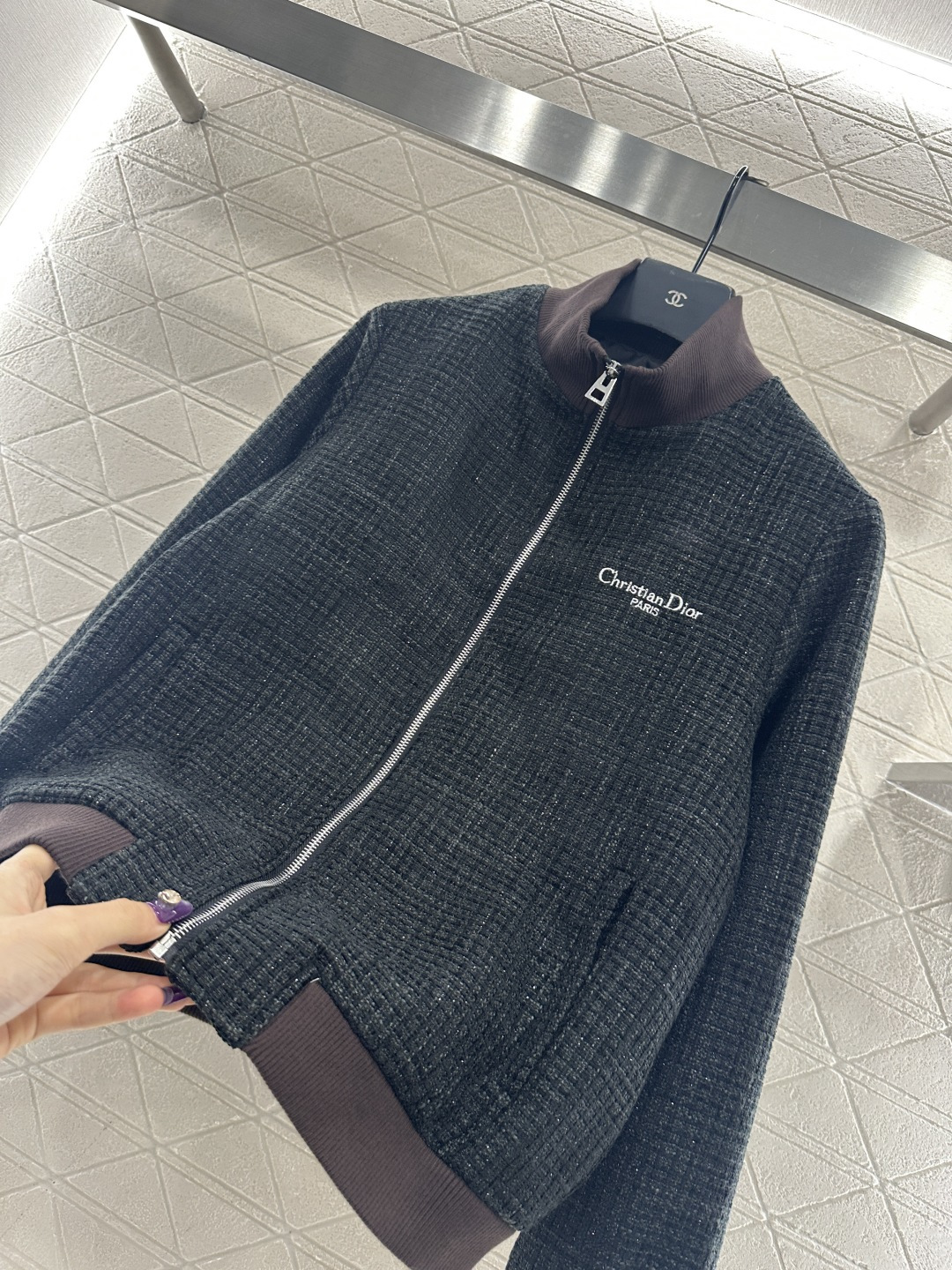 ♥Dio*♥2025新品上架 编织毛呢夹克外套定制YB进口粗花呢材质，肌理明显，质感舒适，夹克外套剪裁，