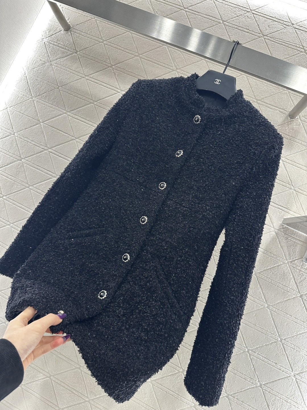 ♥Chane*♥2025新品上架 立领编织中长款外套定制YB进口粗纺羊毛呢材质，质感高级，品相十足，立领