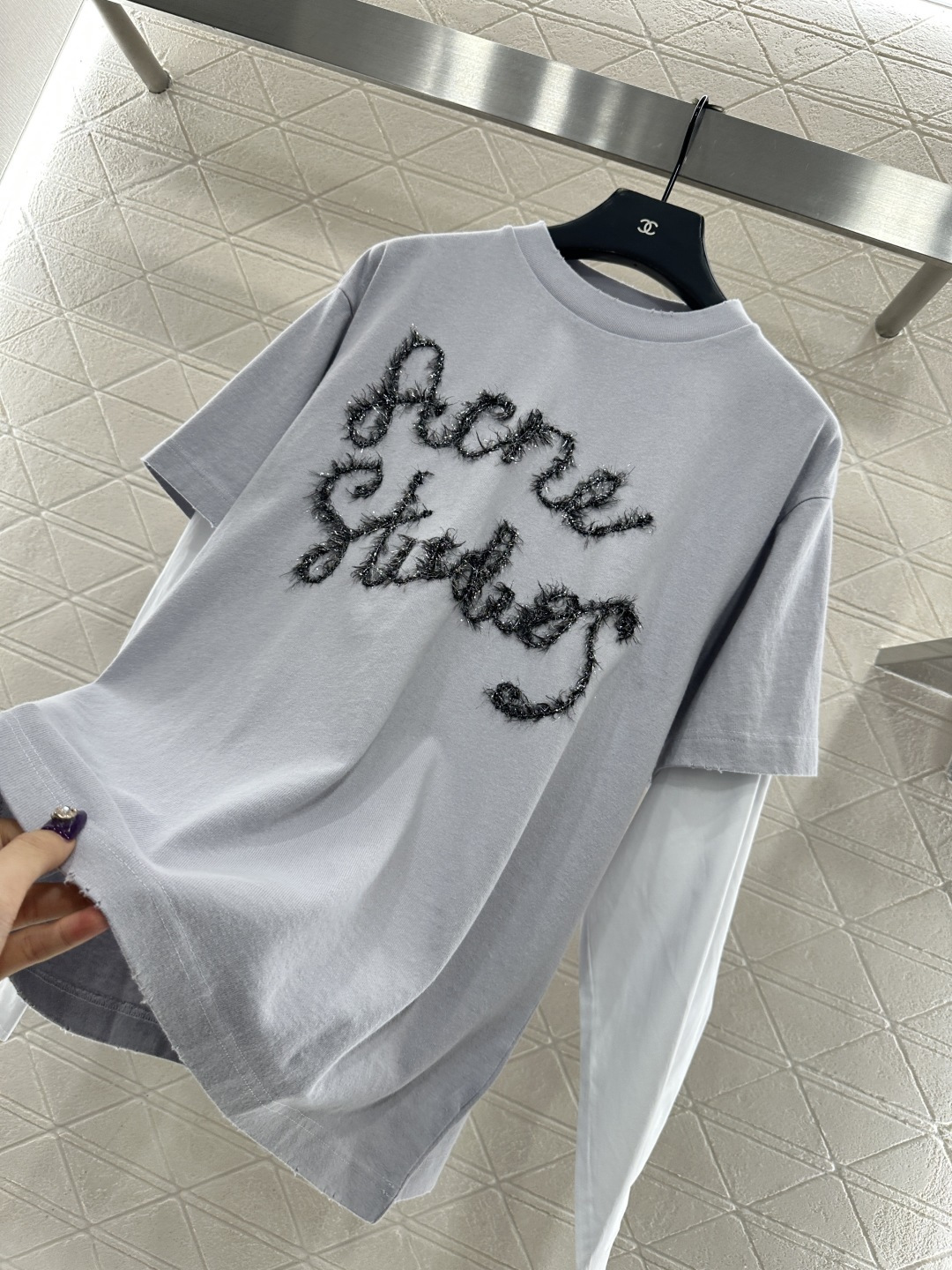 ♥Acne studio*♥2025新品上架 假两件撞色全棉长袖定制YB斜纹全棉材质，透气舒适，质感十足