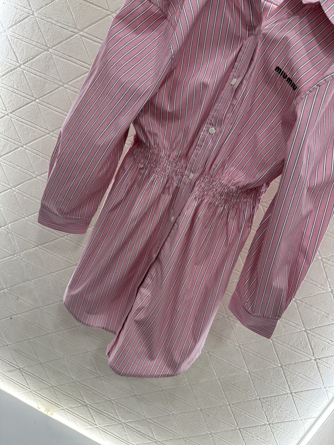 ♥Miumi*♥2025新品上架 多种穿法条纹衬衫连衣裙定制YB斜纹全棉材质，质感舒适，垂顺有型，纽扣衬