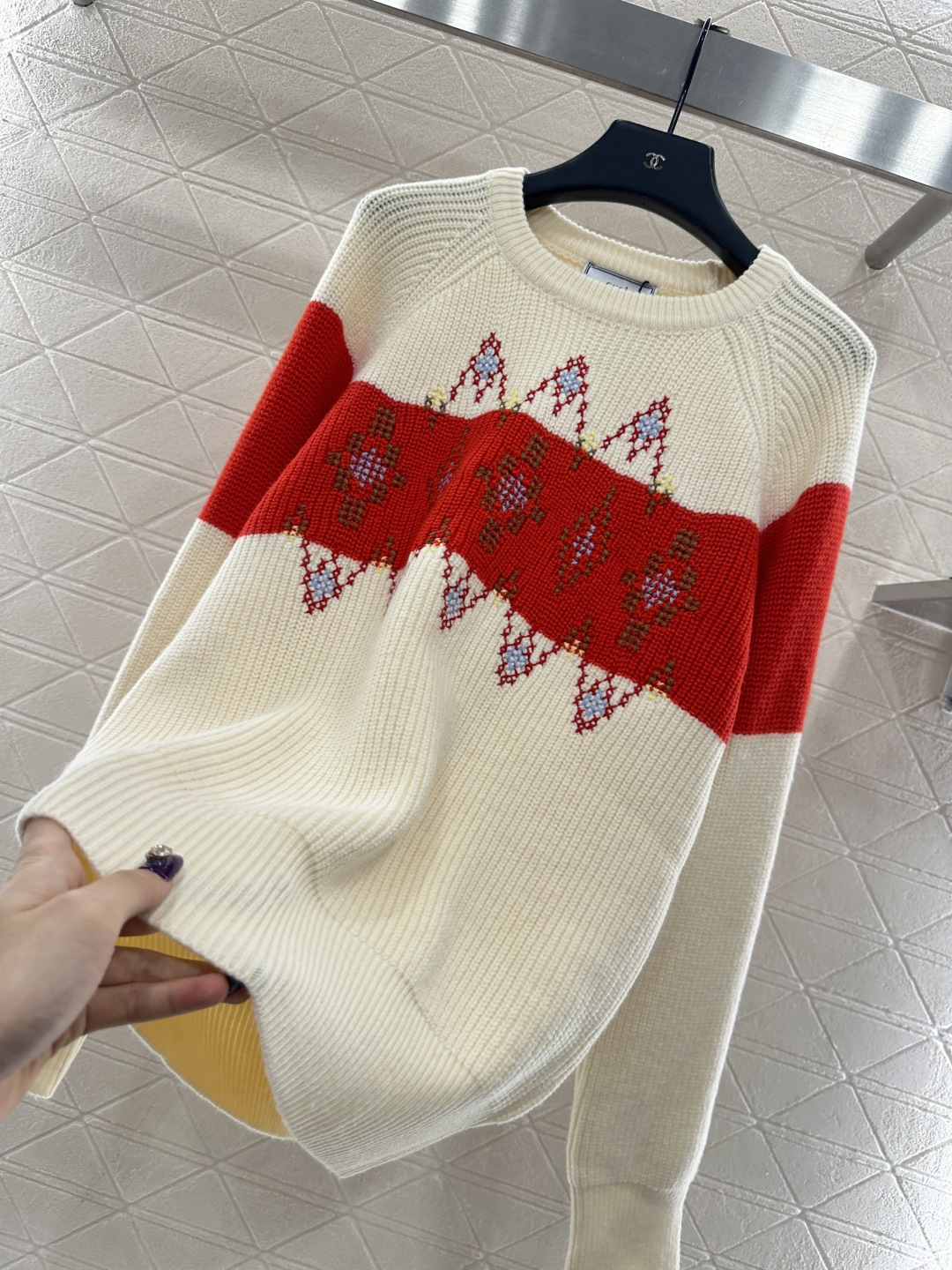 ♥Ami*♥2025新品上架 钩花撞色针织毛衣圣诞限定系列#定制YB羊毛纱线织造，质感高级，舒适柔软，圆