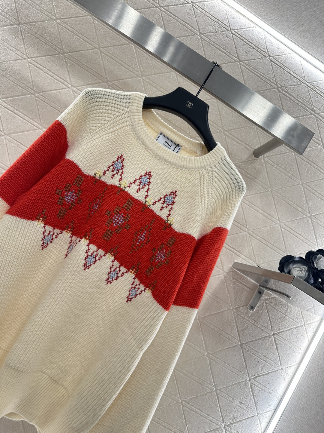 ♥Ami*♥2025新品上架 钩花撞色针织毛衣圣诞限定系列#定制YB羊毛纱线织造，质感高级，舒适柔软，圆