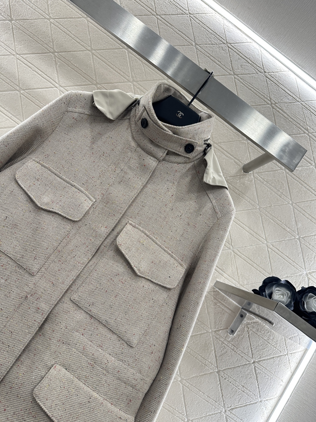 ♥lP。*♥2025新品上架 可拆卸连帽毛呢外套定制YB进口亚麻棉材质，里外双层处理，外层工艺处理，呈现