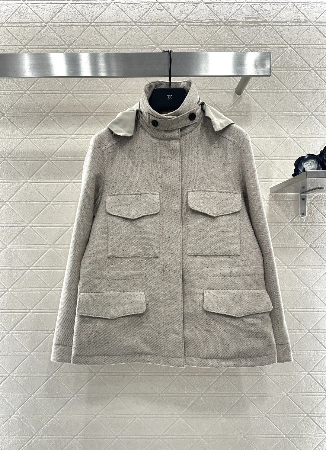 ♥lP。*♥2025新品上架 可拆卸连帽毛呢外套定制YB进口亚麻棉材质，里外双层处理，外层工艺处理，呈现