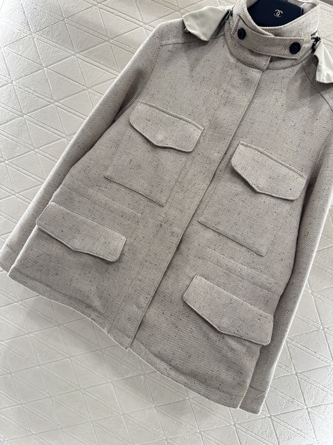 ♥lP。*♥2025新品上架 可拆卸连帽毛呢外套定制YB进口亚麻棉材质，里外双层处理，外层工艺处理，呈现