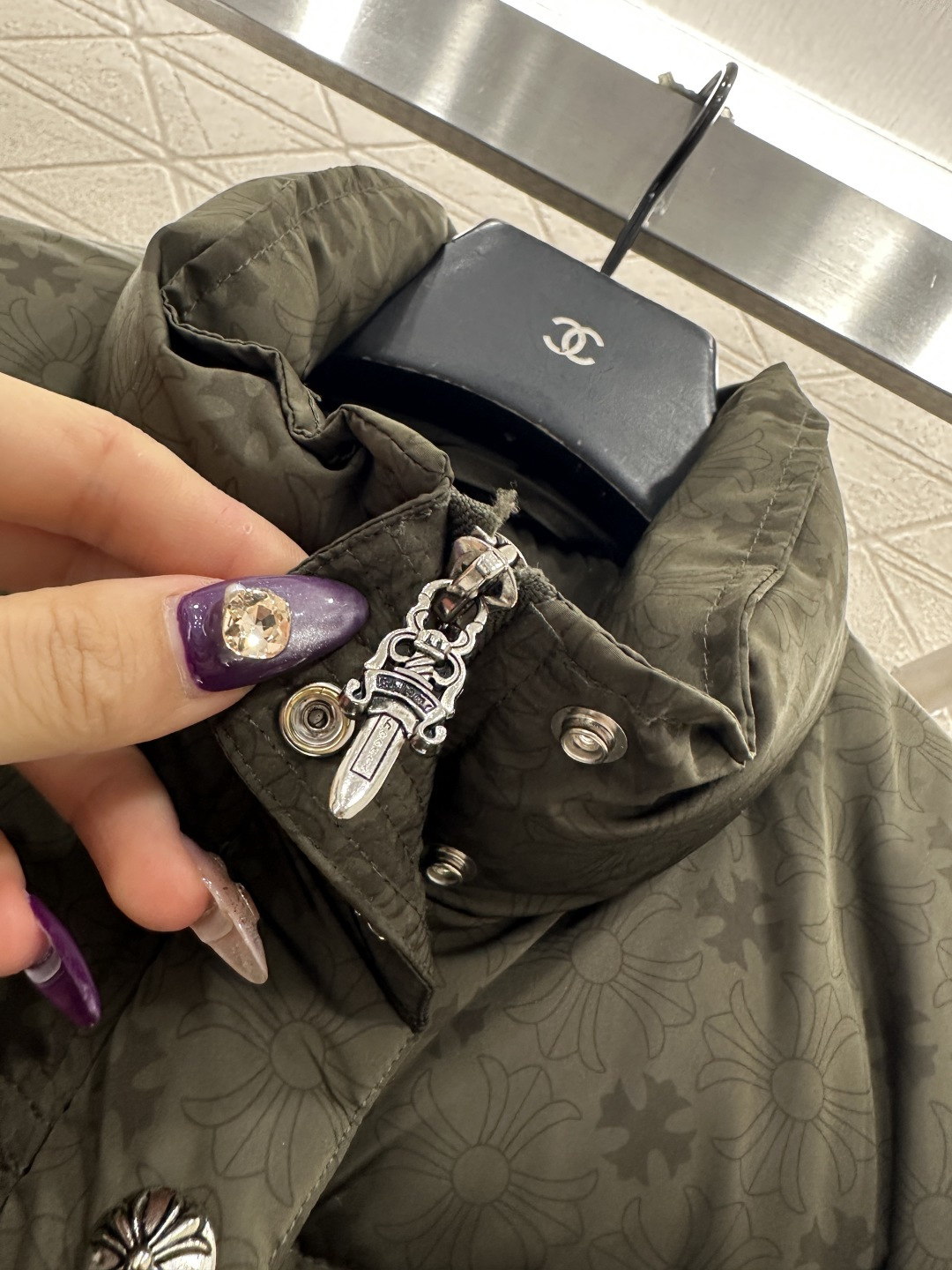 ♥Chrome heart*♥2025新品上架 十字架印花羽绒外套定制YB防风防水尼龙材质，白鹅绒填充内