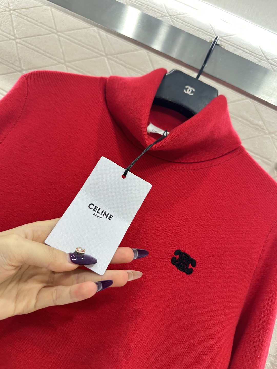 ♥Celin*♥2025新品上架   高领刺绣徽标羊毛打底衫定制YB羊毛纱线织造，柔软细腻，质感舒适，高