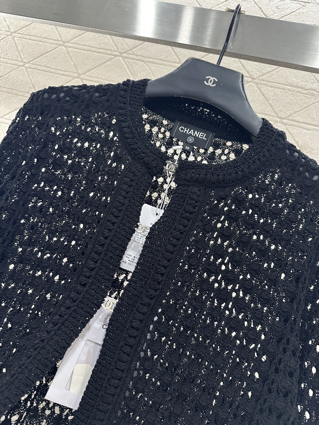 ♥Chane*♥2025新品上架 镂空圆领针织开衫定制YB棉毛纱线织造，细腻舒适，品相高级，圆领针织开衫