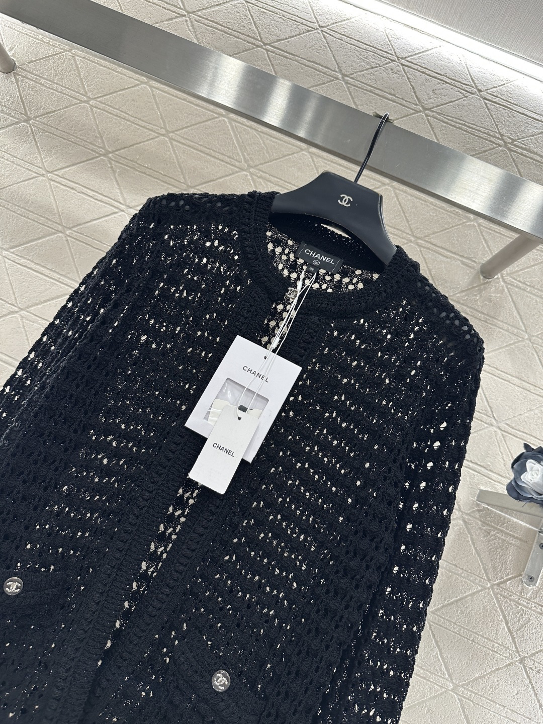 ♥Chane*♥2025新品上架 镂空圆领针织开衫定制YB棉毛纱线织造，细腻舒适，品相高级，圆领针织开衫