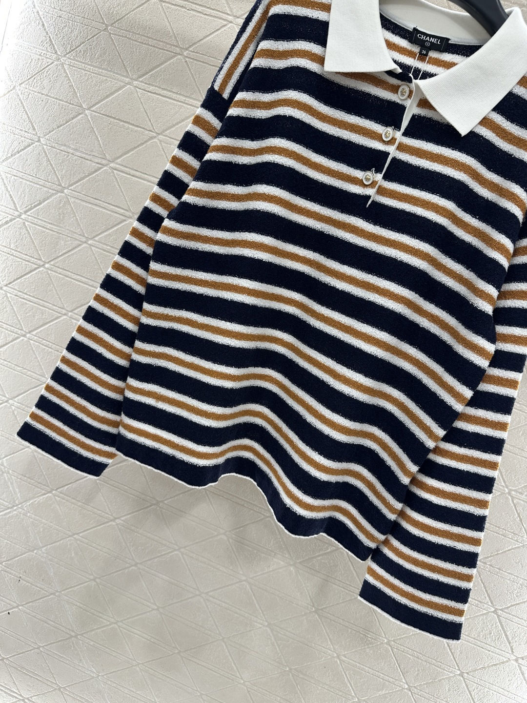 ♥Chane*♥2025新品上架 针织条纹𝑝𝑜𝑙𝑜长袖定制YB棉毛纱线织造，密度细针织造，软糯质地，舒适