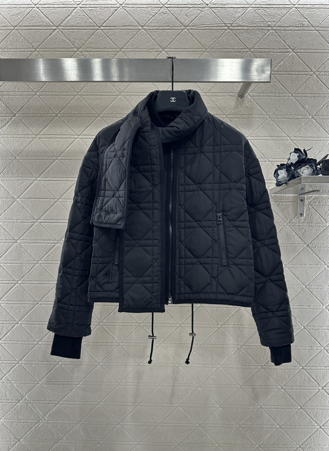 ♥Dio*♥2025新品上架可拆卸围巾藤格纹棉服外套定制YB防风防水尼龙材质，羽绒棉填充内里，整件轻盈保