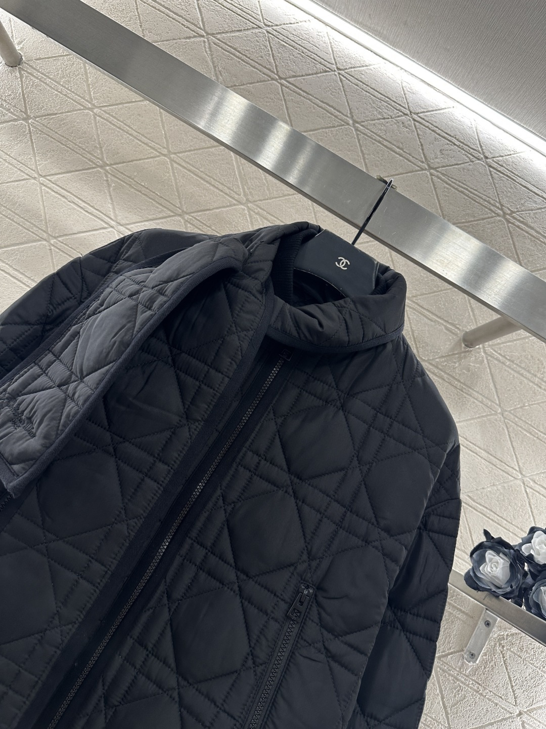 ♥Dio*♥2025新品上架可拆卸围巾藤格纹棉服外套定制YB防风防水尼龙材质，羽绒棉填充内里，整件轻盈保