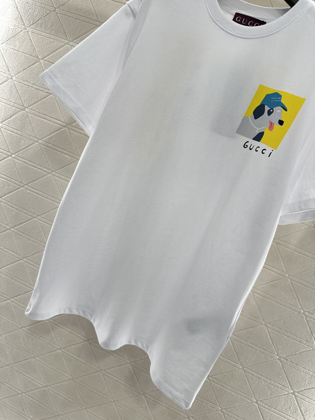 ♥Gucc*♥2025新品上架 圆领卡通印花𝑇𝑒𝑒定制YB原生全棉材质，质感细腻，舒适透气，宽松短袖裁剪