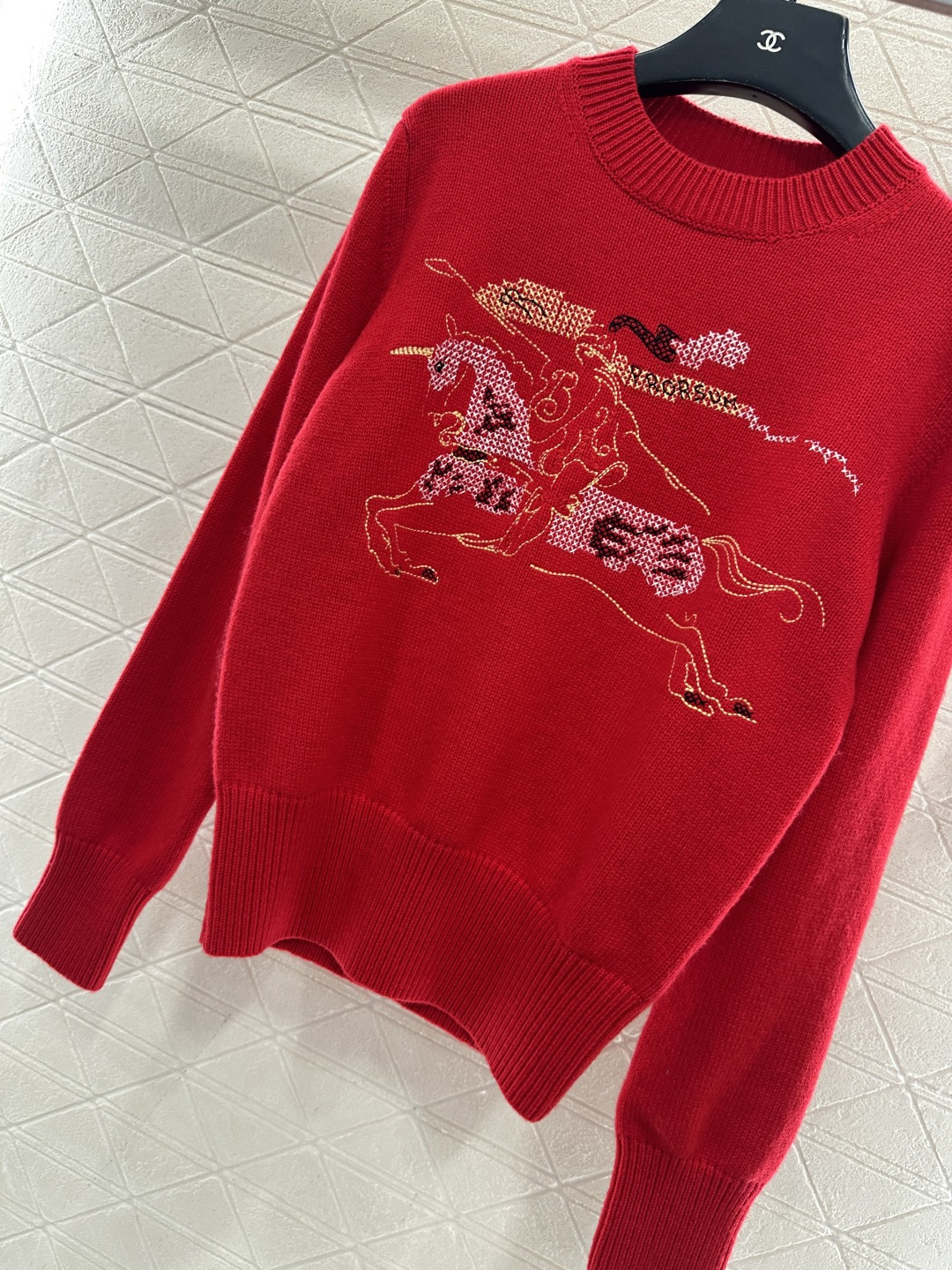 ♥BBR*♥2025新品上架 贺岁刺绣战马针织毛衣新年贺岁系列#定制YB羊毛纱线织造，穿搭舒适，质感十足