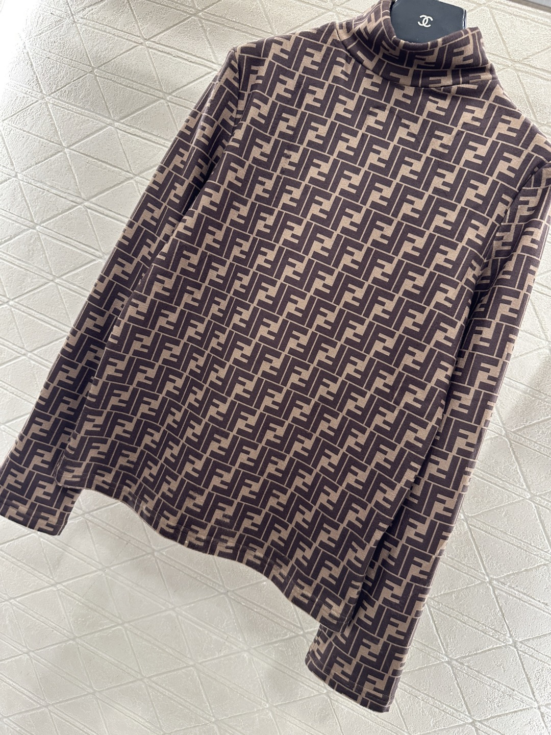 ♥Fend*♥2025新品上架 高领加绒打底衫定制YB进口弹力材质，内里短绒磨毛，保暖极佳，柔软舒适，弹