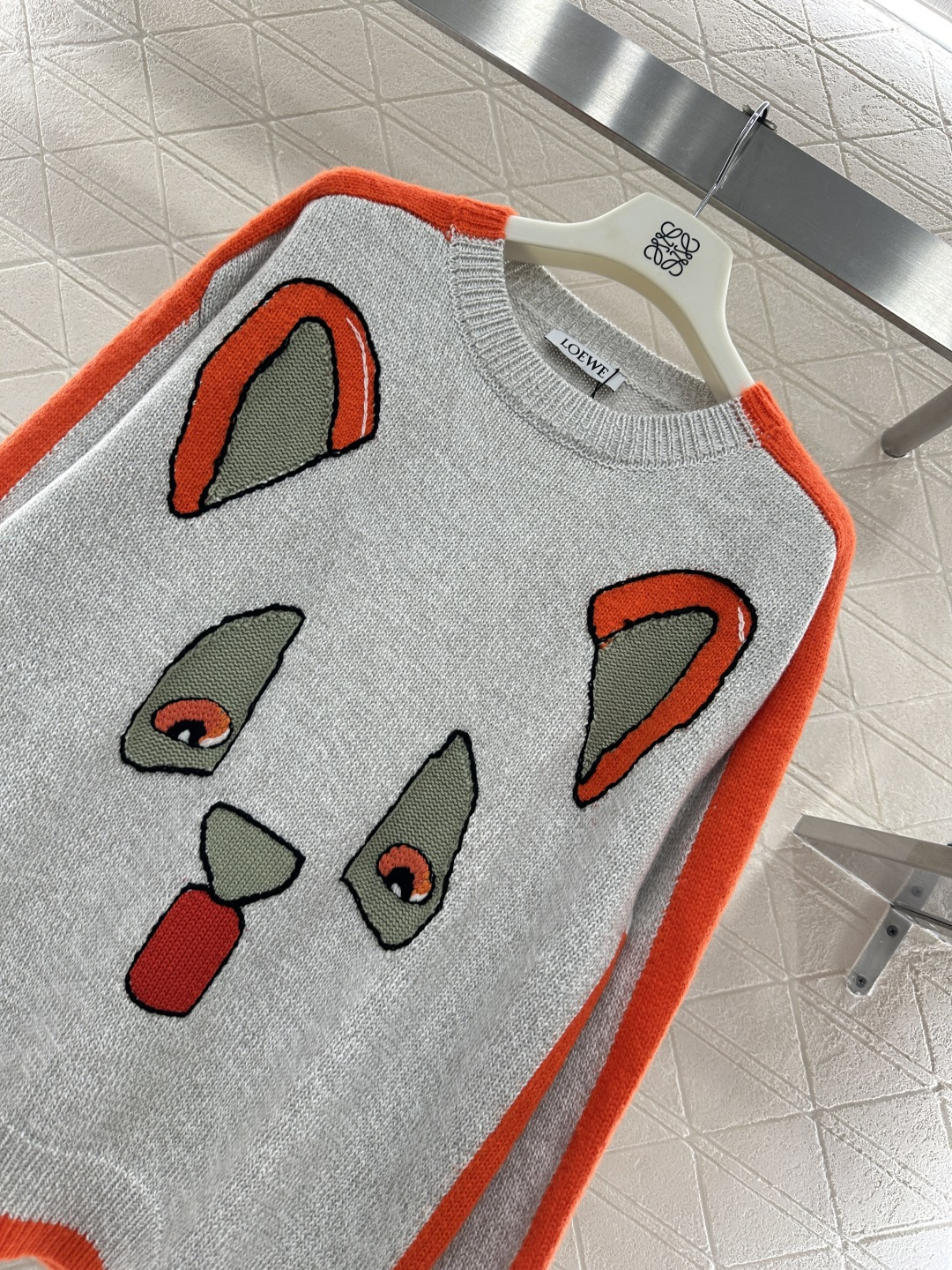 ♥Loew*♥2025新品上架 撞色猫头针织毛衣定制YB棉毛纱线织造，穿搭舒适，质感十足，圆领落肩针织套