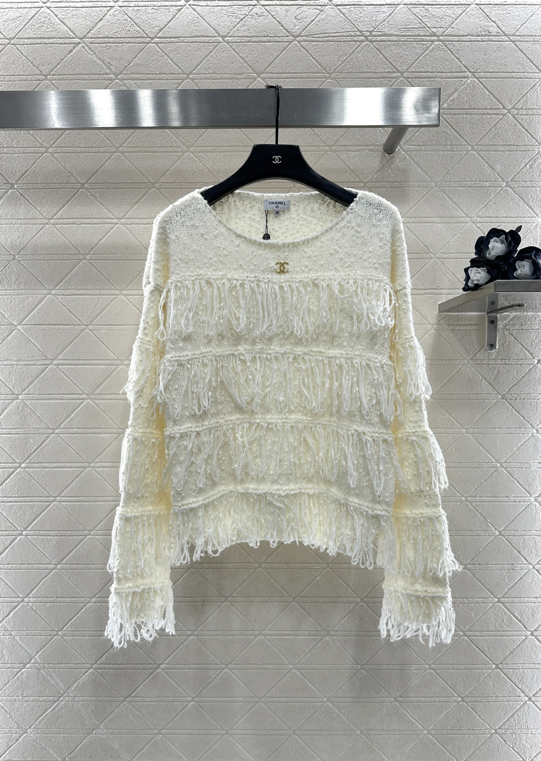 ♥Chane*♥2025新品上架 流苏层叠套头针织毛衣定制YB羊毛纱线织造，穿搭舒适，质感十足，圆领落肩