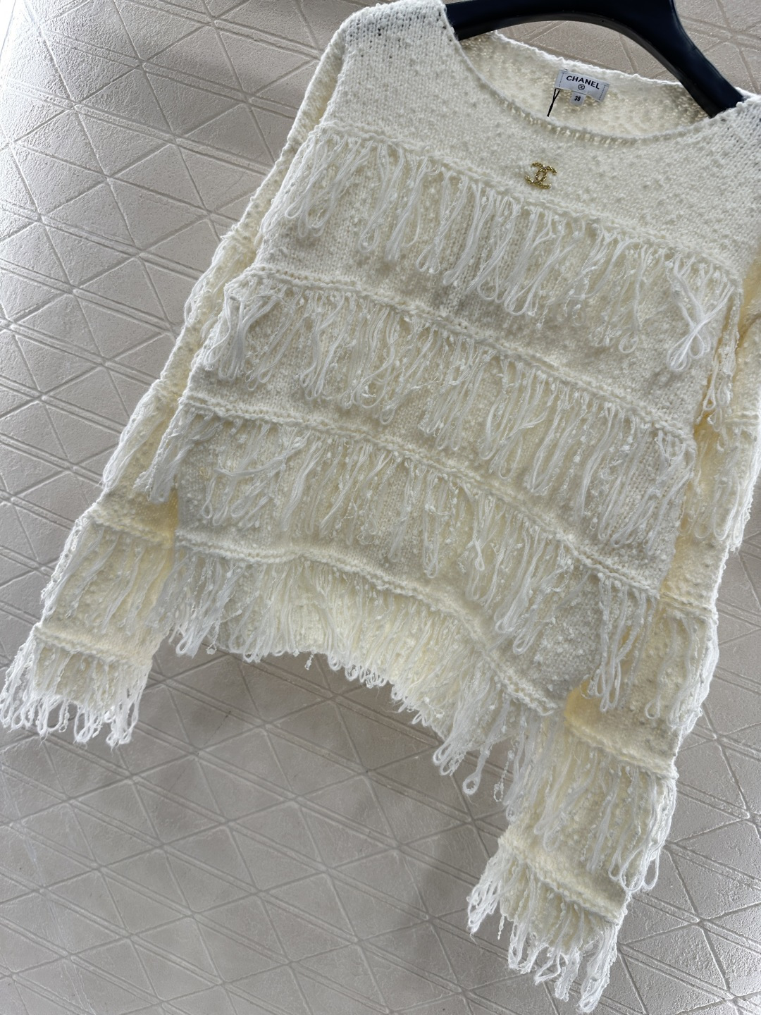 ♥Chane*♥2025新品上架 流苏层叠套头针织毛衣定制YB羊毛纱线织造，穿搭舒适，质感十足，圆领落肩