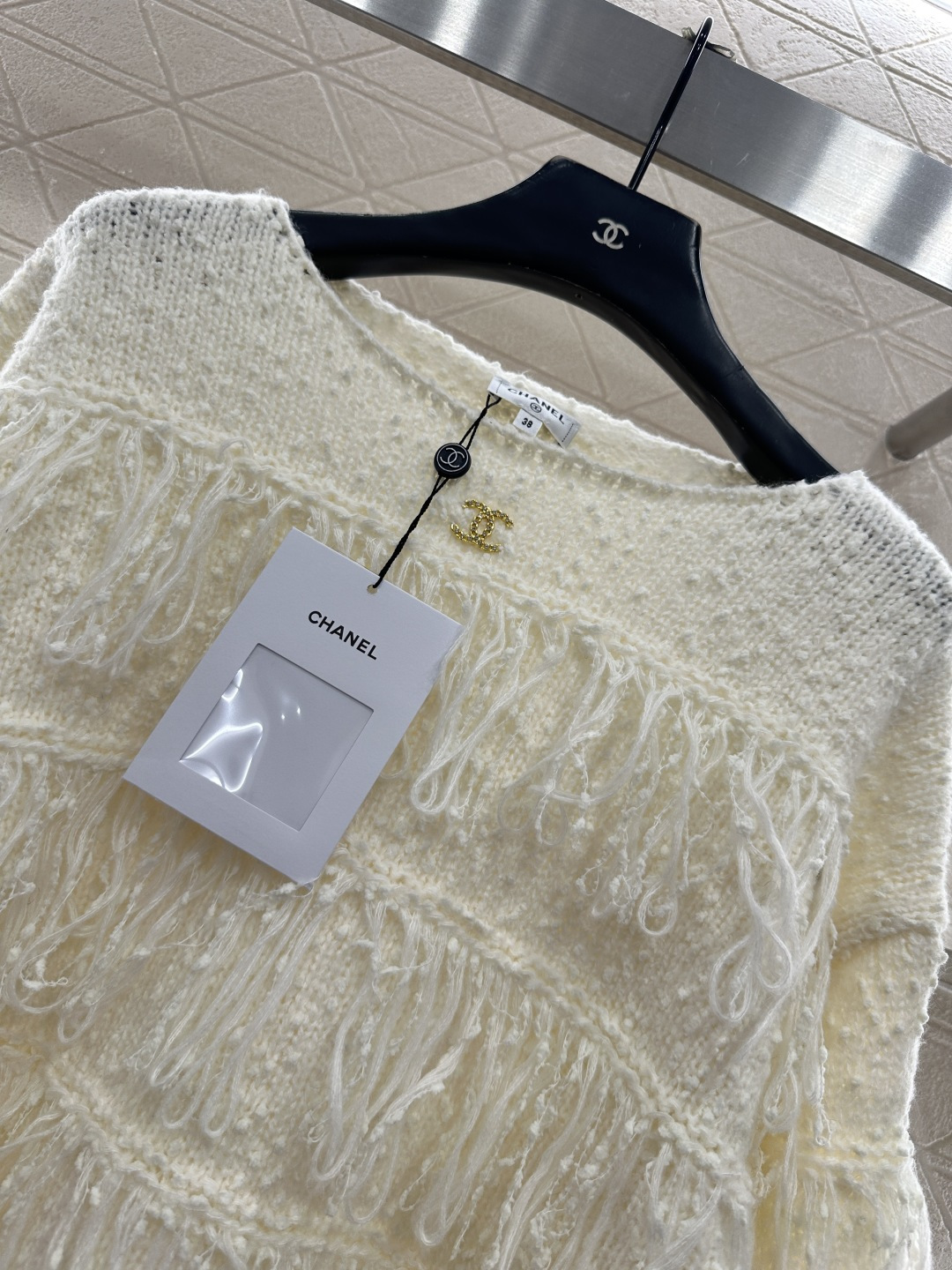 ♥Chane*♥2025新品上架 流苏层叠套头针织毛衣定制YB羊毛纱线织造，穿搭舒适，质感十足，圆领落肩