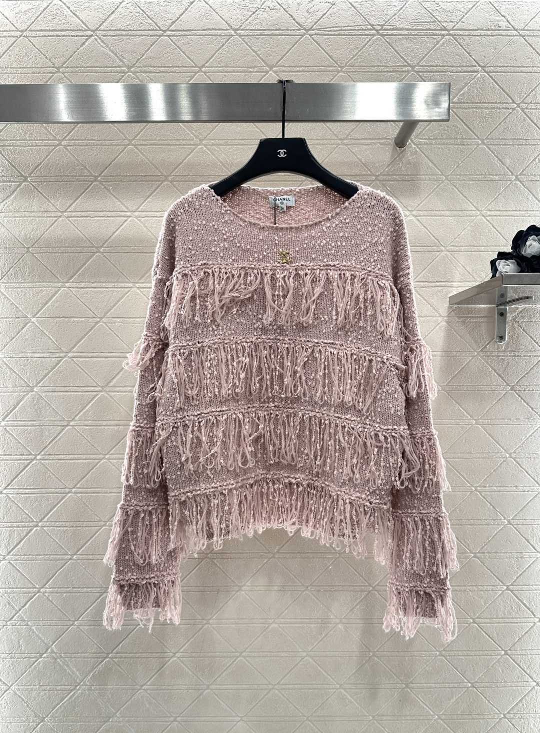 ♥Chane*♥2025新品上架 流苏层叠套头针织毛衣定制YB羊毛纱线织造，穿搭舒适，质感十足，圆领落肩