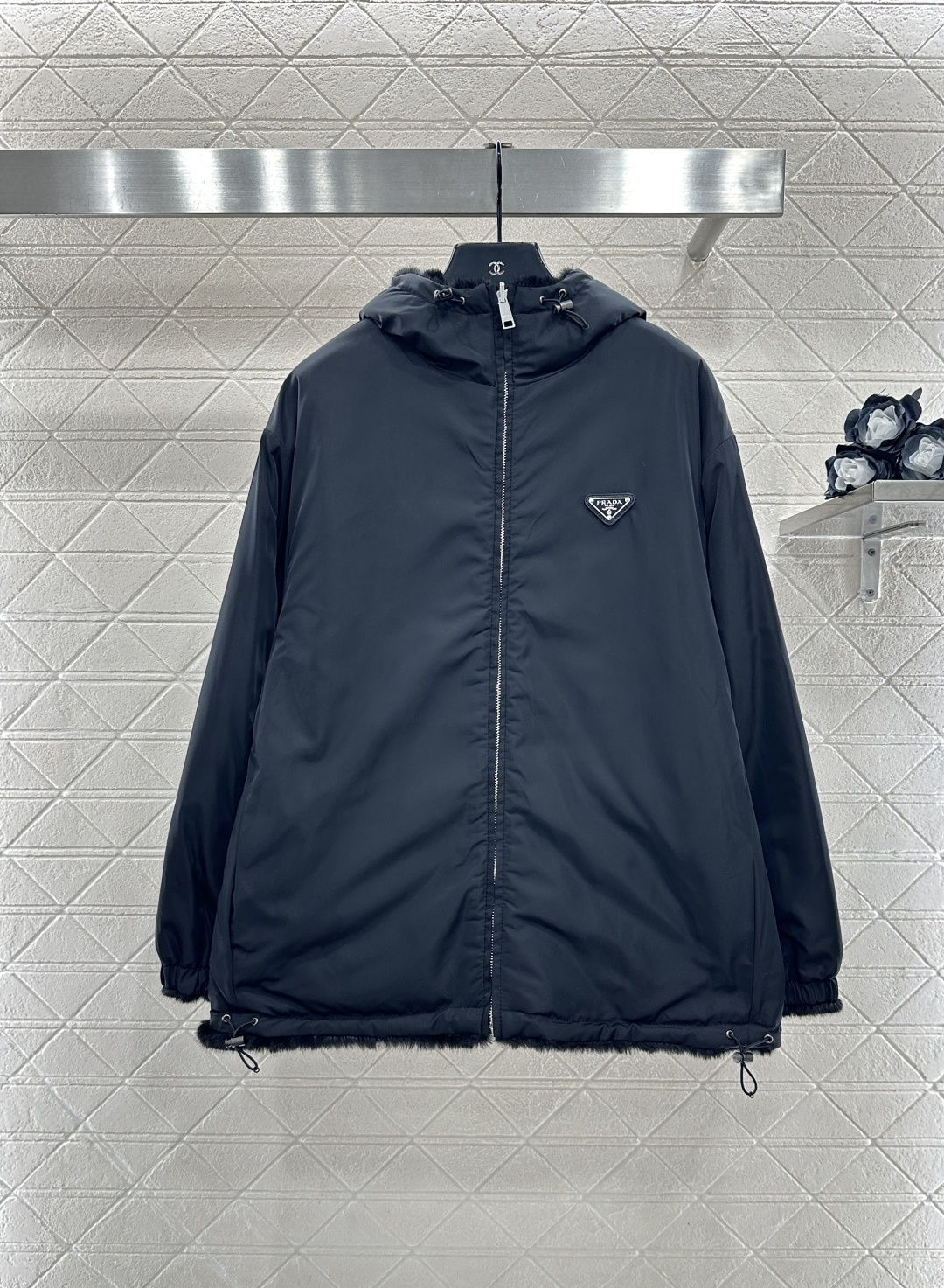 ♥Prad*♥2025新品上架 两面穿环保皮毛羽绒棉服定制YB进口环保皮毛➕防风防水尼龙材质，羽绒棉填充
