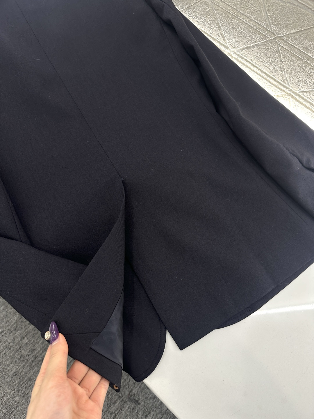 ♥Miumi*♥2025新品上架 翻领针织拼接西装外套定制YB进口精仿羊毛材质，质感光泽高级，垂顺有型，