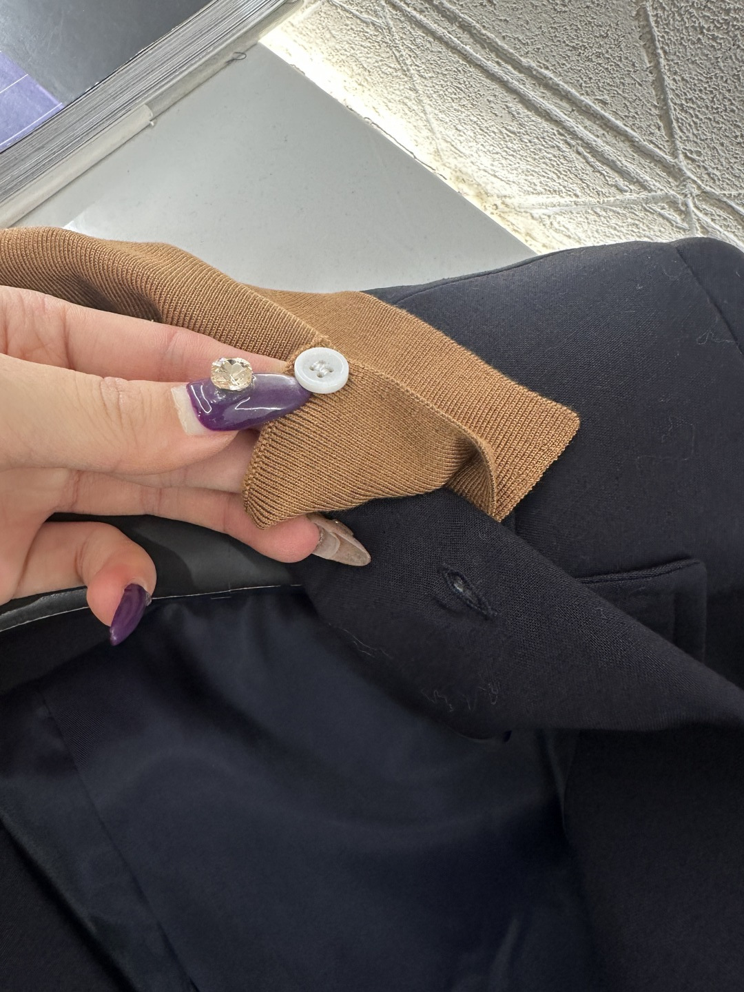 ♥Miumi*♥2025新品上架 翻领针织拼接西装外套定制YB进口精仿羊毛材质，质感光泽高级，垂顺有型，