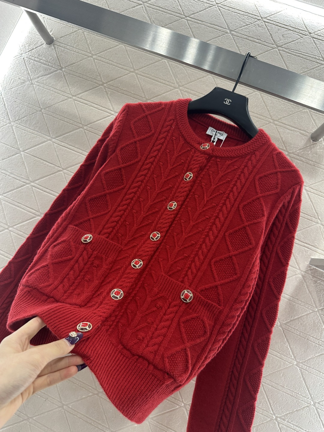 ♥Chane*♥2025新品上架 钩针圆领针织开衫25coco滑雪🎿系列#定制YB羊绒羊毛纱线织造，柔软