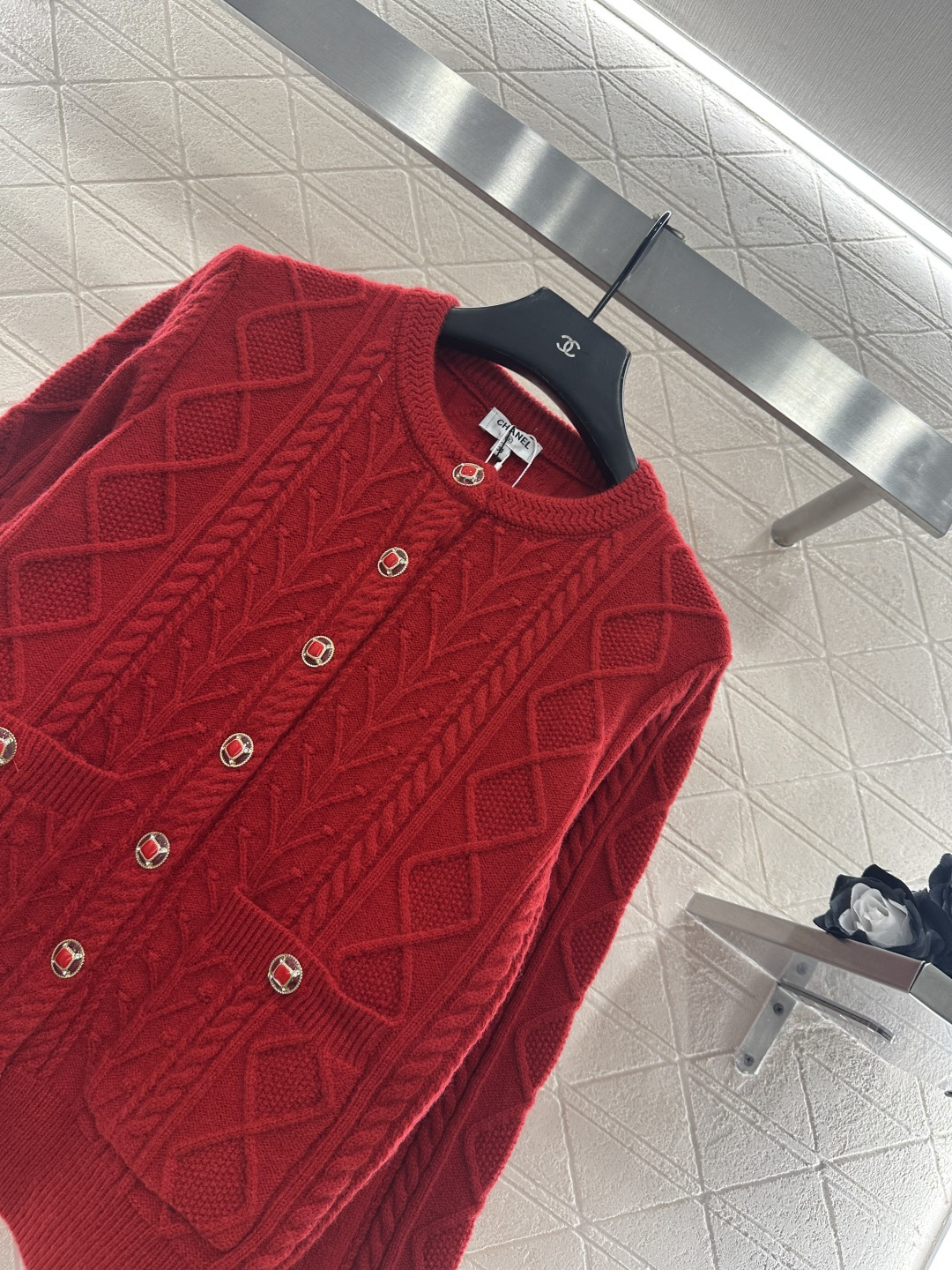 ♥Chane*♥2025新品上架 钩针圆领针织开衫25coco滑雪🎿系列#定制YB羊绒羊毛纱线织造，柔软