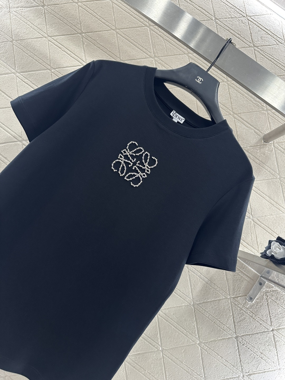 ♥Loew*♥2025新品上架 订珠水钻字母𝑇𝑒𝑒定制YB丝光全棉材质，透气舒适，质感十足，常规短袖T恤