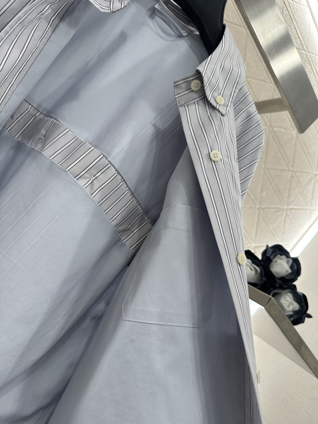 ♥Miumi*♥2025新品上架 对条翻领外套抽绳半裙套装定制YB斜纹全棉材质，质感舒适，穿搭有型，翻领