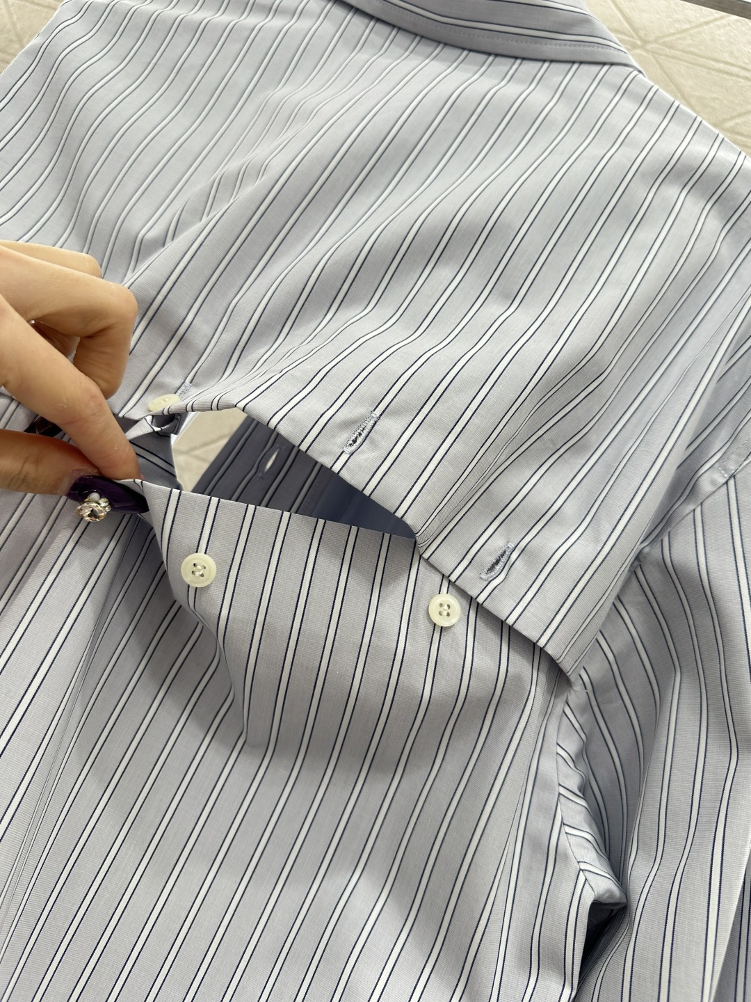 ♥Miumi*♥2025新品上架 对条翻领外套抽绳半裙套装定制YB斜纹全棉材质，质感舒适，穿搭有型，翻领