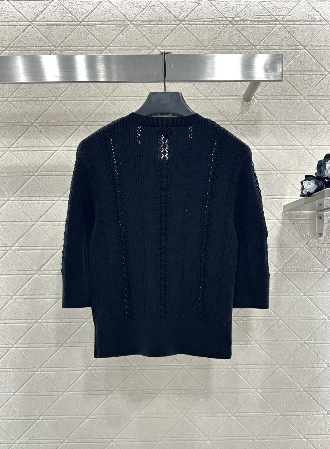 ♥Chane*♥2026新品上架 素色镂空中袖针织开衫定制YB棉毛纱线织造，质感舒适，穿搭有型，中袖针织