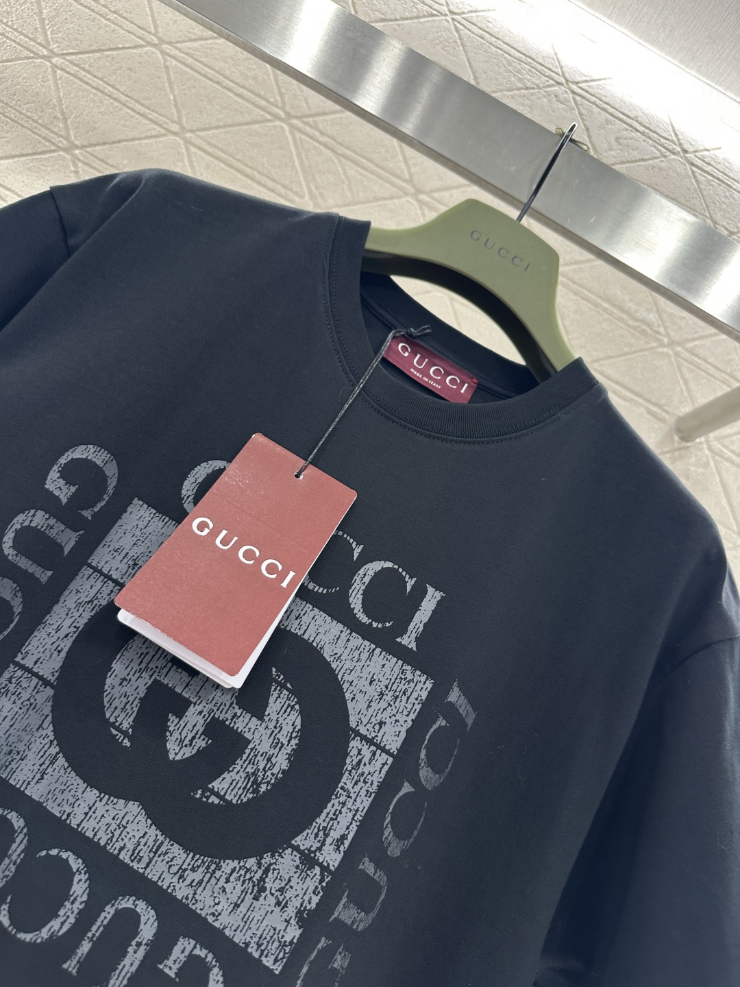 ♥Gucc*♥2026新品上架 做旧水洗印花𝑇𝑒𝑒定制YB原生全棉材质，透气舒适，质感十足，宽松短袖T恤