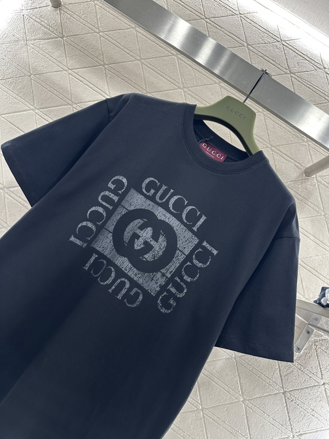 ♥Gucc*♥2026新品上架 做旧水洗印花𝑇𝑒𝑒定制YB原生全棉材质，透气舒适，质感十足，宽松短袖T恤