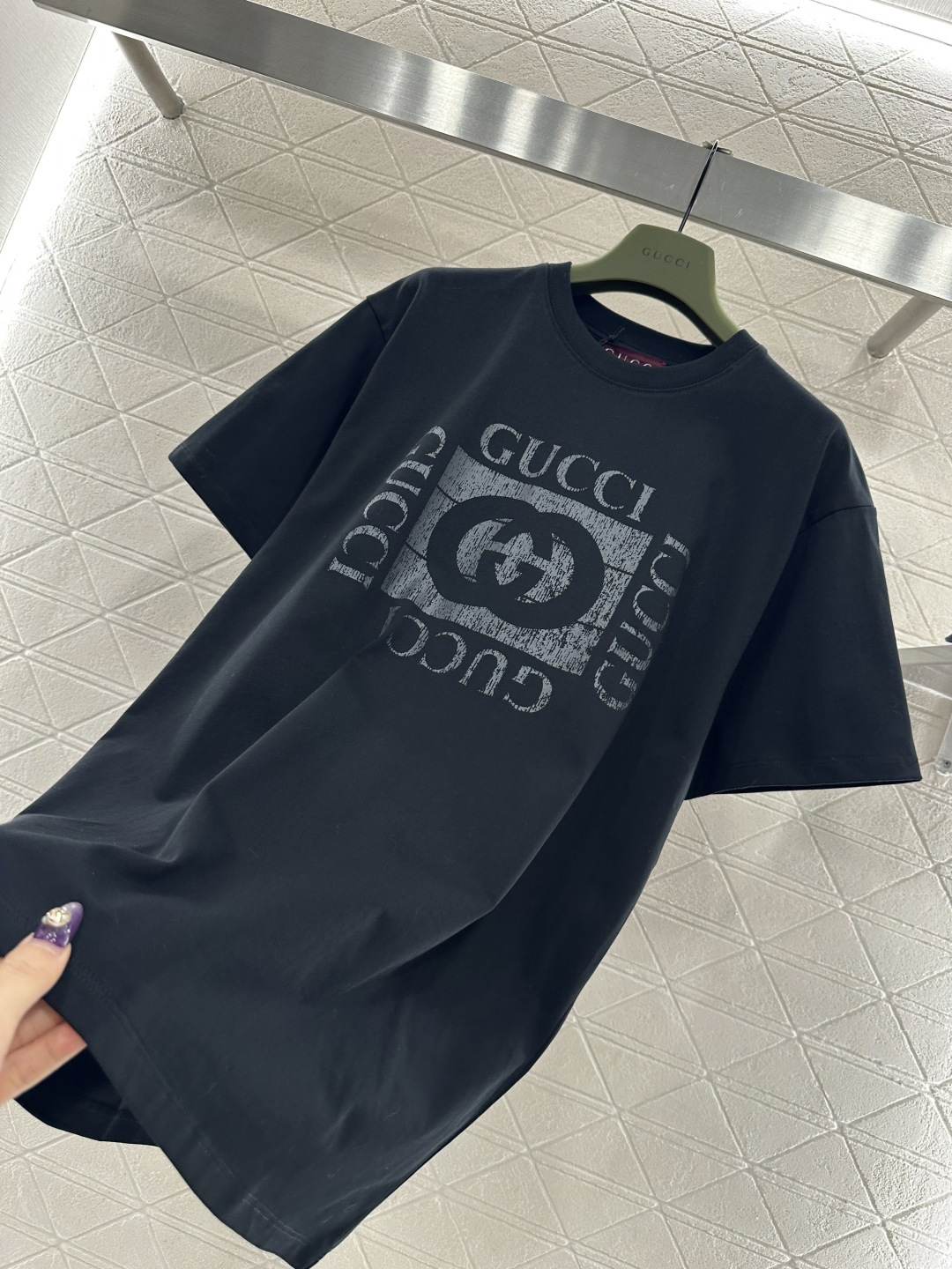 ♥Gucc*♥2026新品上架 做旧水洗印花𝑇𝑒𝑒定制YB原生全棉材质，透气舒适，质感十足，宽松短袖T恤