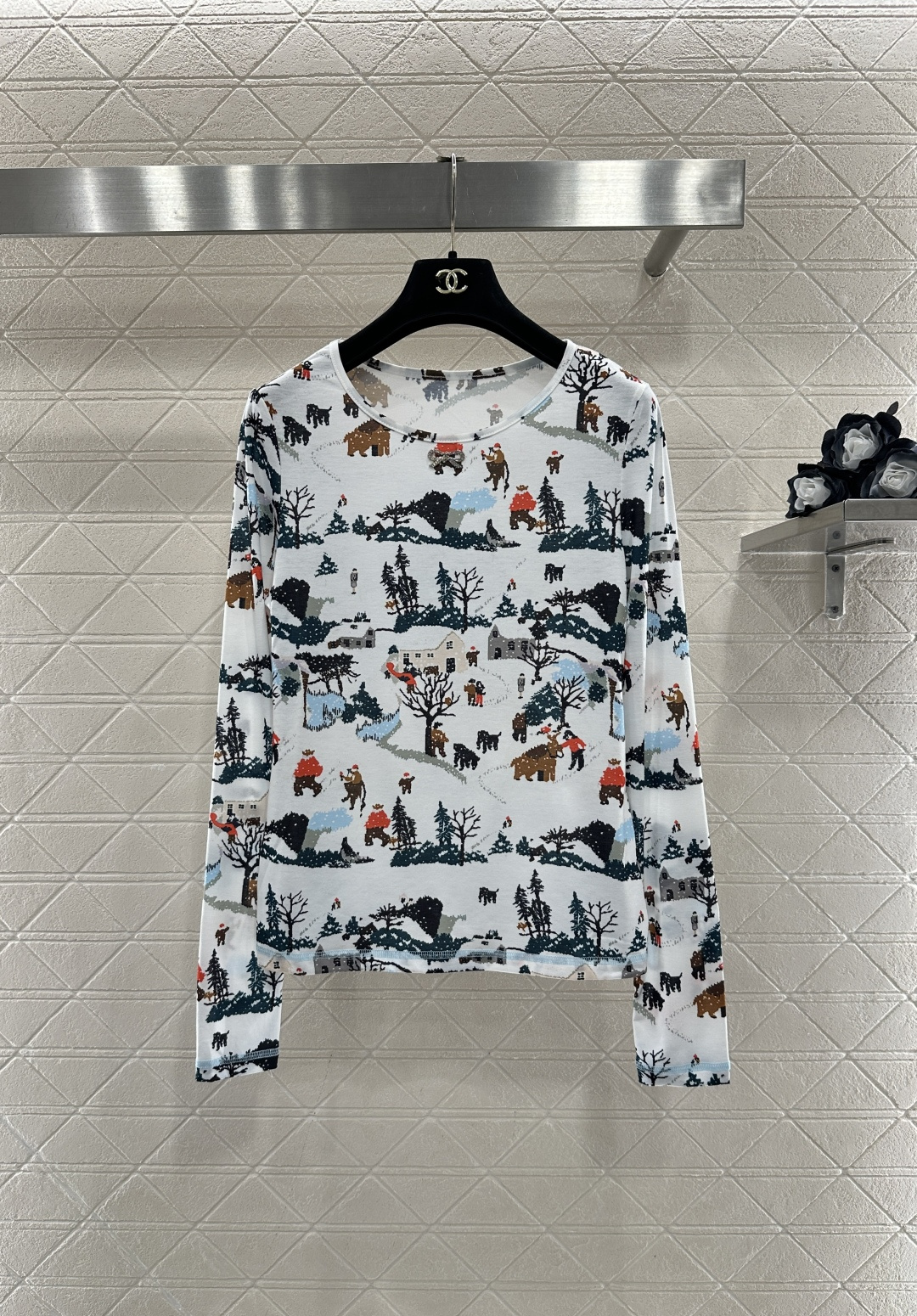 ♥Chane*♥2025新品上架 圆领滑雪印花上衣25coco圣诞滑雪🎿系列#定制YB进口棉毛材质，质感
