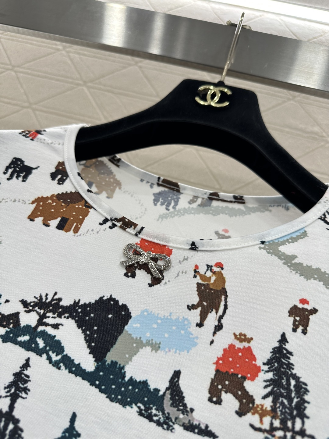 ♥Chane*♥2025新品上架 圆领滑雪印花上衣25coco圣诞滑雪🎿系列#定制YB进口棉毛材质，质感