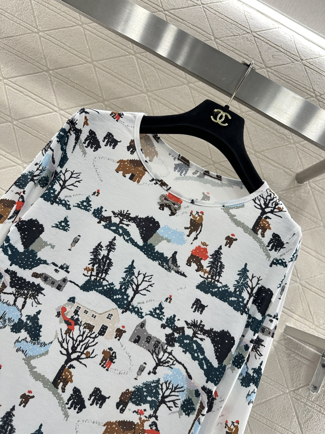 ♥Chane*♥2025新品上架 圆领滑雪印花上衣25coco圣诞滑雪🎿系列#定制YB进口棉毛材质，质感