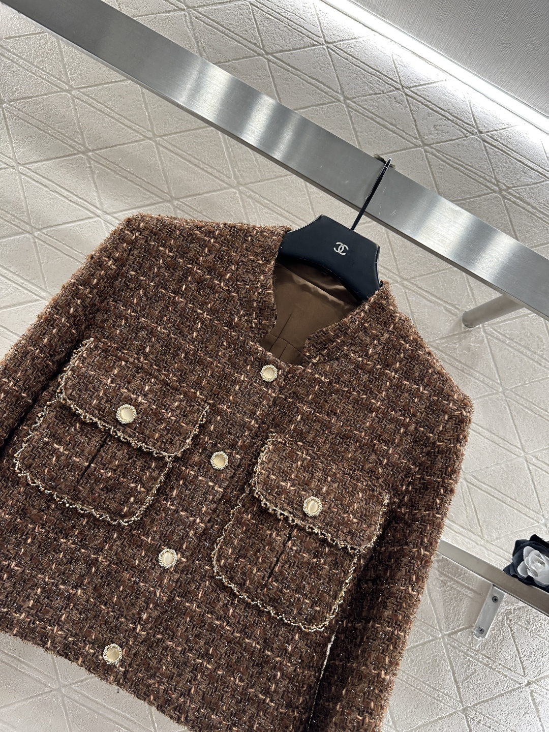 ♥Chane*♥2025新品上架 立领编织外套半裙套装定制YB进口粗纺毛呢材质，质感高级，品相十足，立领